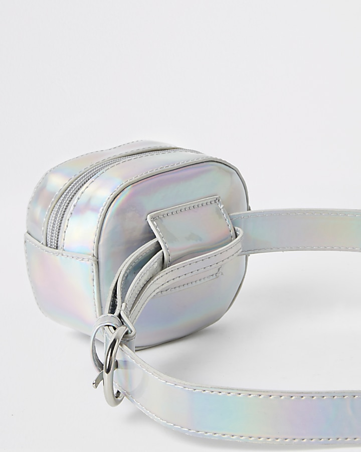 Girls silver holographic RI quilted bum bag