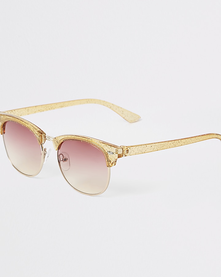 Girls gold glitter retro sunglasses