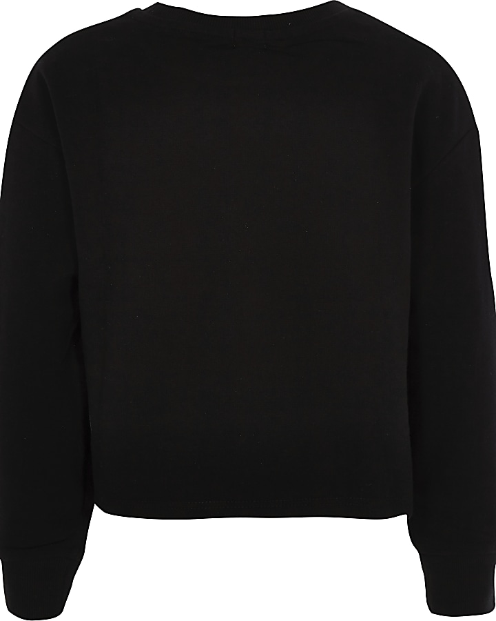 Girls black ‘Sassy’ cropped sweatshirt