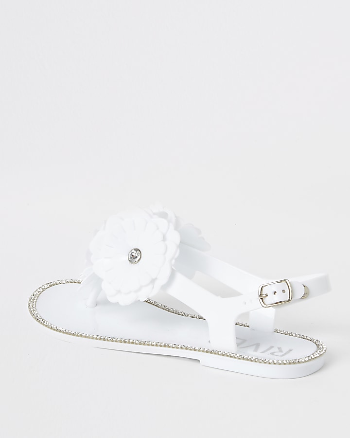 Girls white floral jelly sandals
