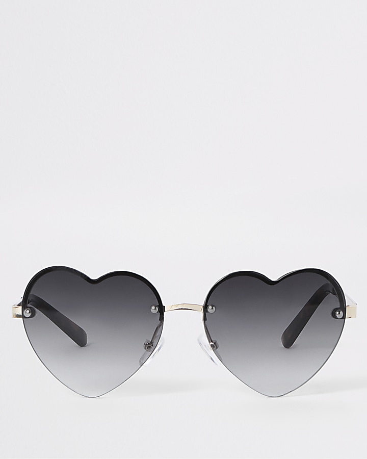 Girls black heart tinted lens sunglasses