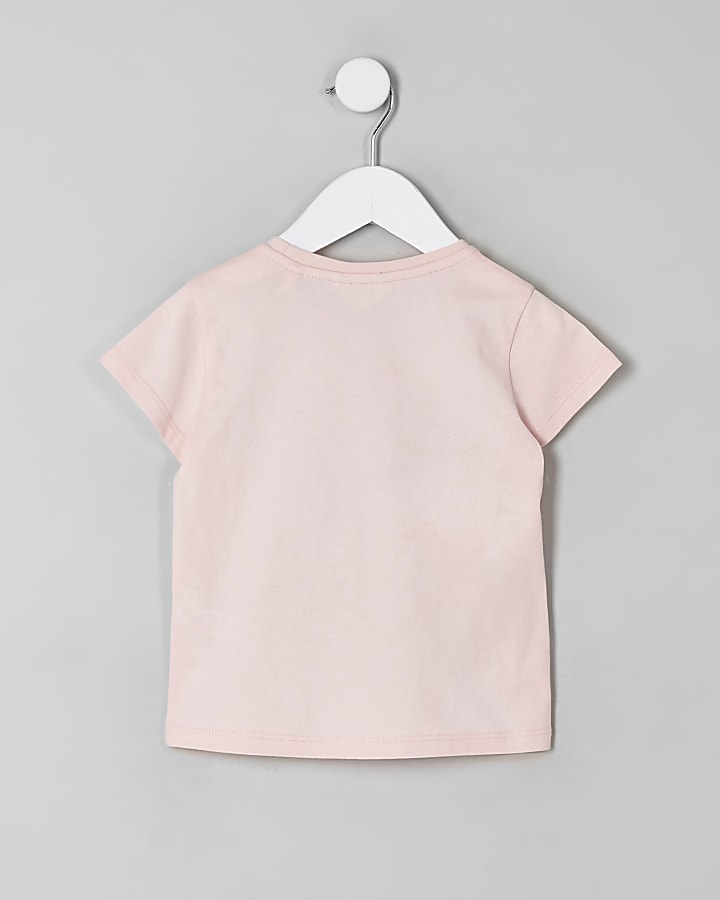 Mini girls pink RI embossed T-shirt