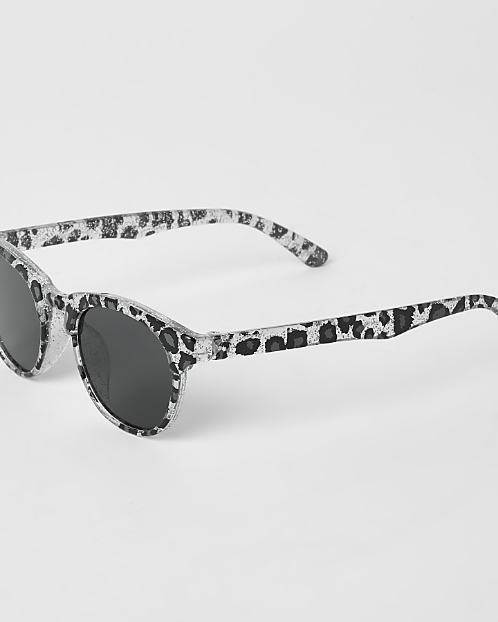 Mini girls silver leopard print sunglasses