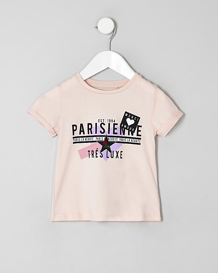 Mini girls pink ‘Parisienne’ T-shirt