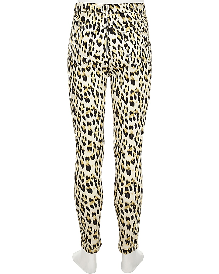Girls brown Molly leopard print jeggings