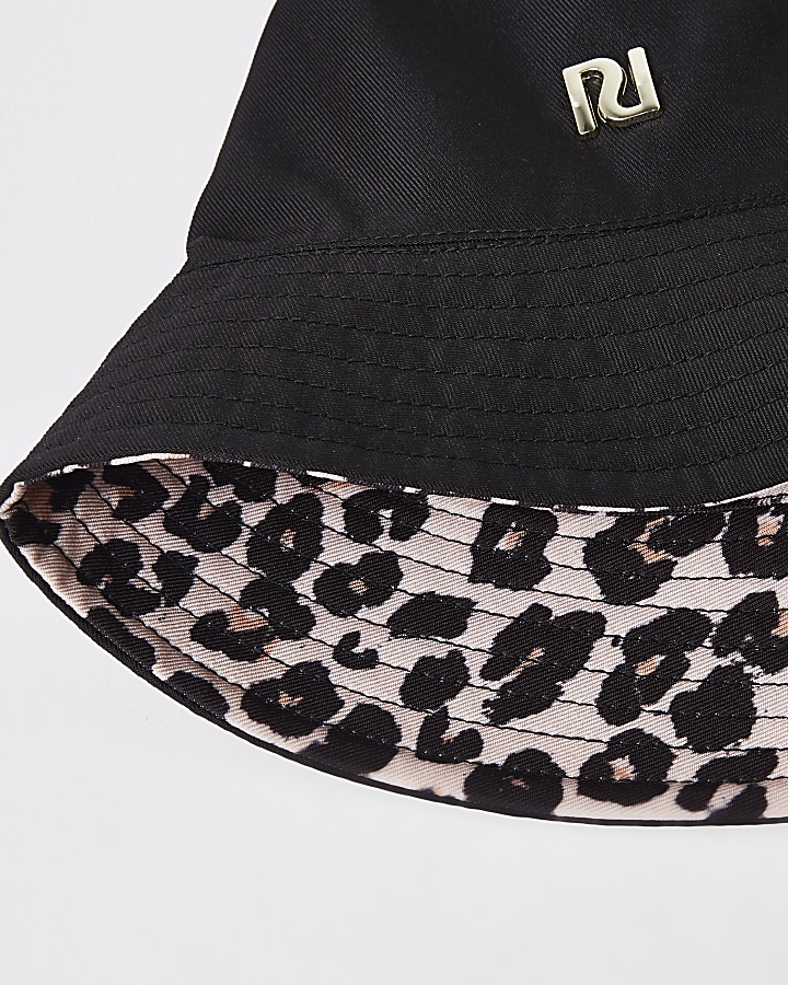 Mini girls leopard reversible bucket hat