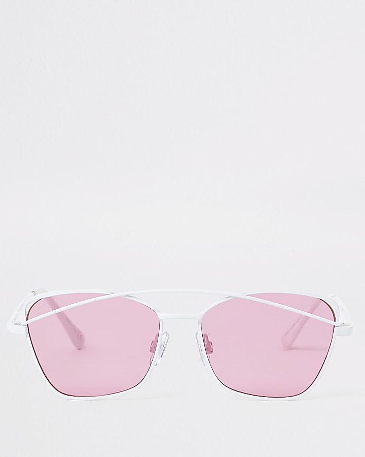 Girls white pink lens sunglasses