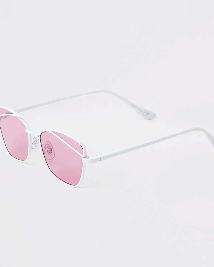 Girls white pink lens sunglasses