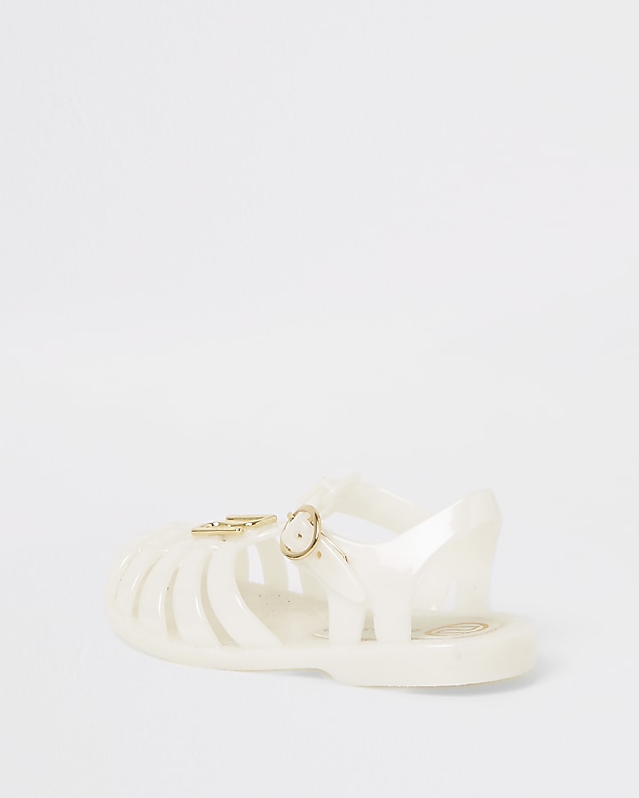 Mini girls white jelly caged sandals