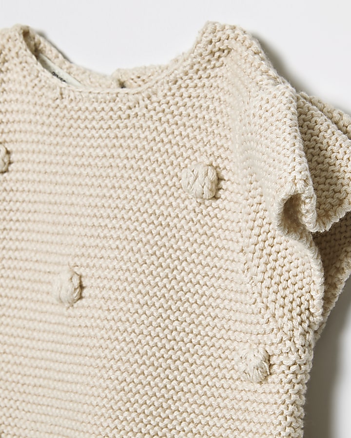 Baby cream knitted bobble bloomer outfit