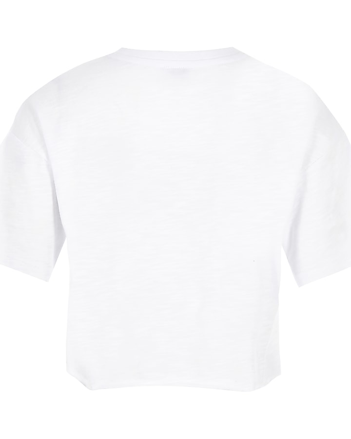 Girls white ‘be unique’ print T-shirt