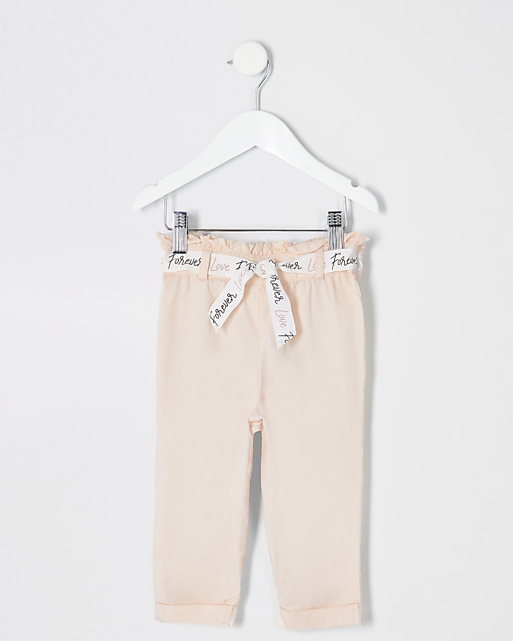Mini girls pink paperbag trousers