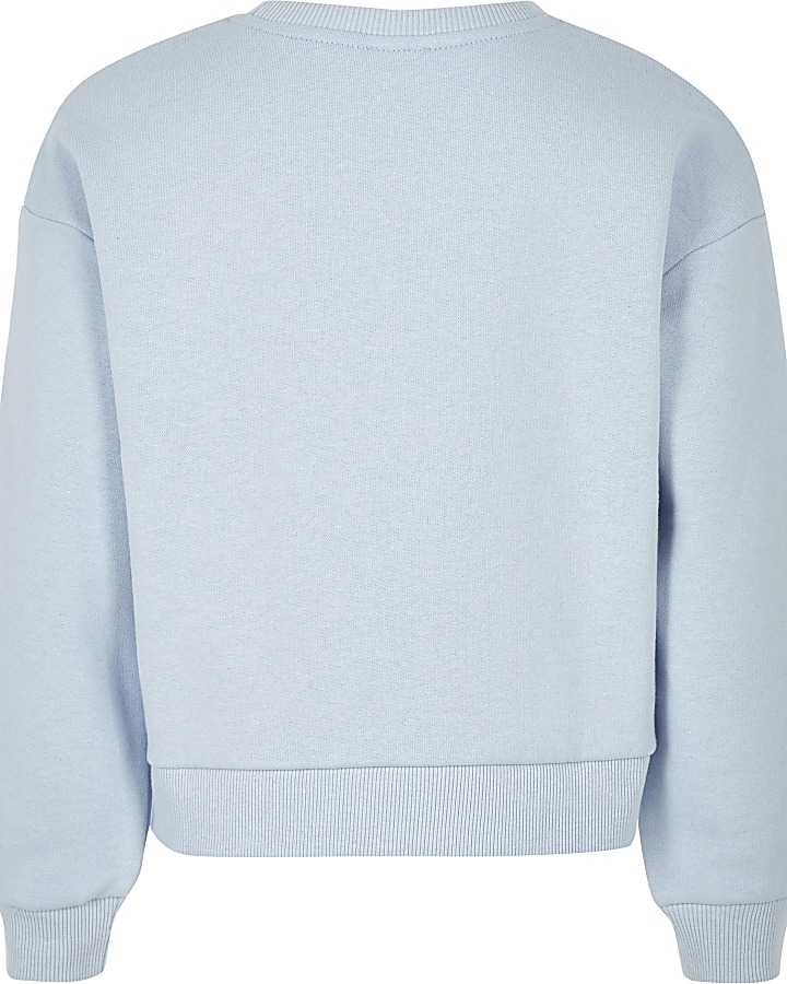 Girls blue 'Amour' slogan sweatshirt