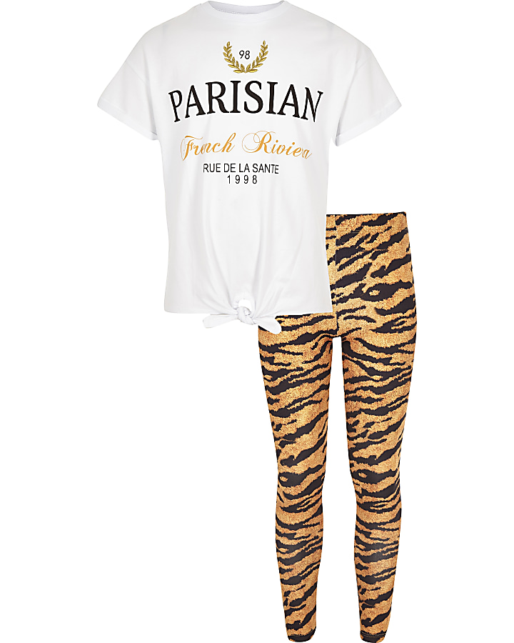 Girls white ‘Parisian’ T-shirt outfit