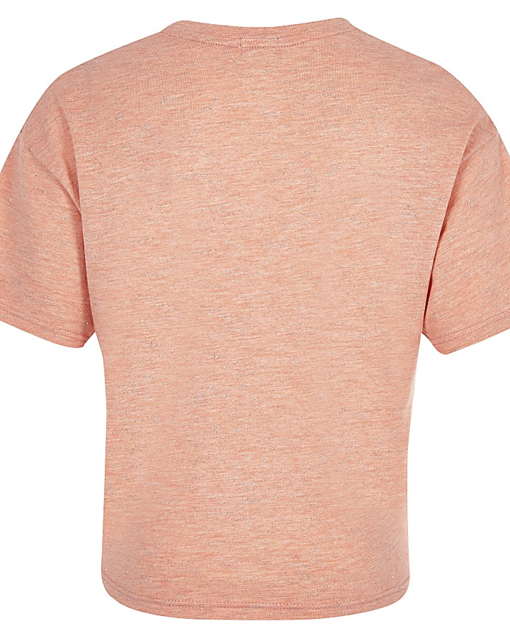 Girls coral RI tie front T-shirt