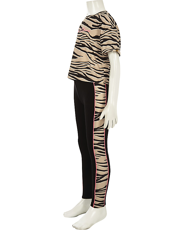 Girls beige zebra print outfit
