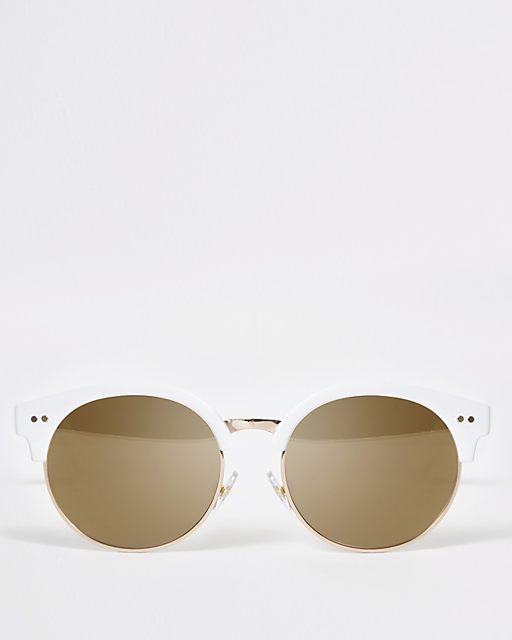 Girls white retro sunglasses