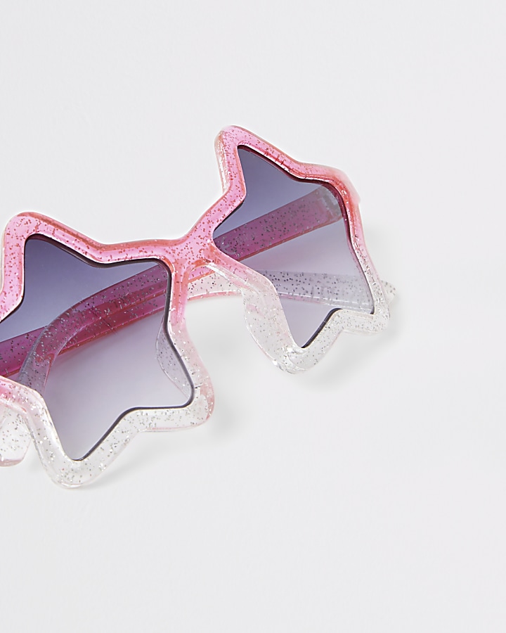 Mini girls pink ombre glitter star sunglasses