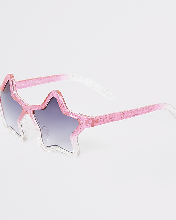 Mini girls pink ombre glitter star sunglasses