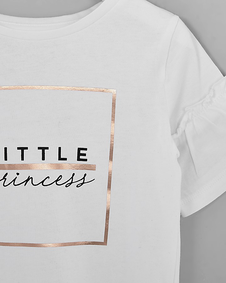 Mini girls white ‘Little princess’ T-shirt