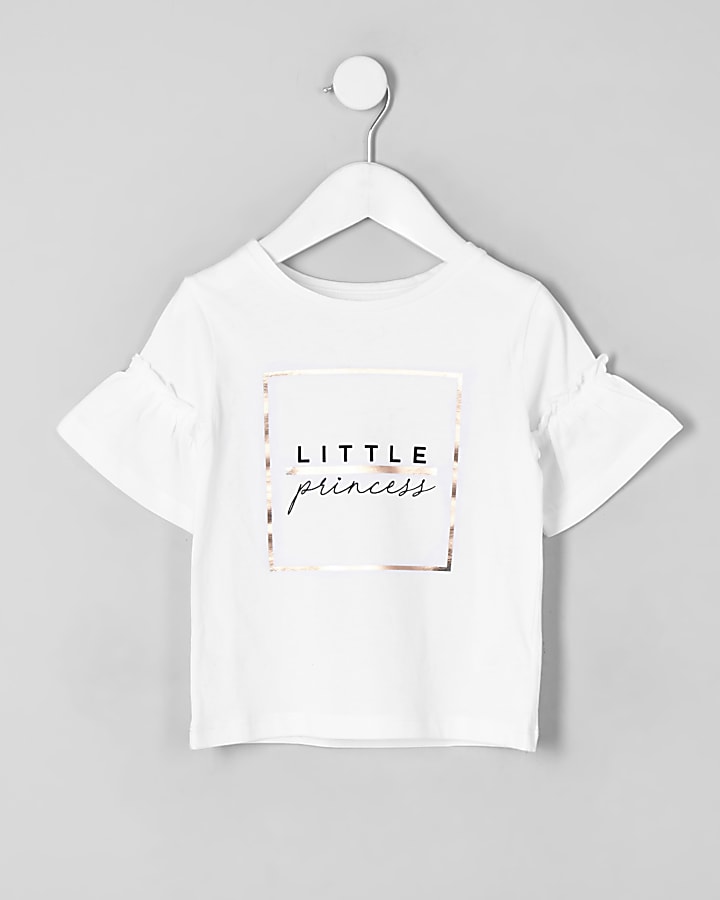Mini girls white ‘Little princess’ T-shirt