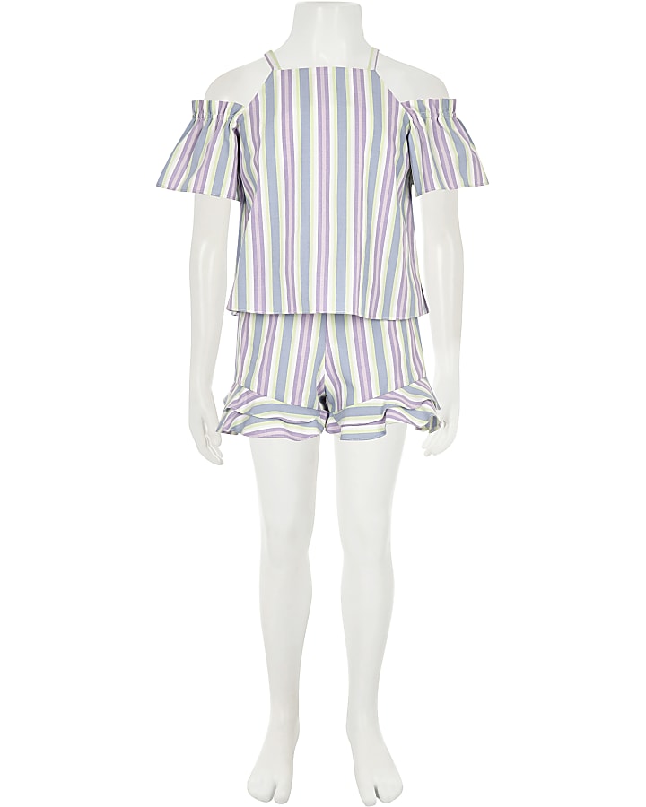 Girls purple stripe short outfit