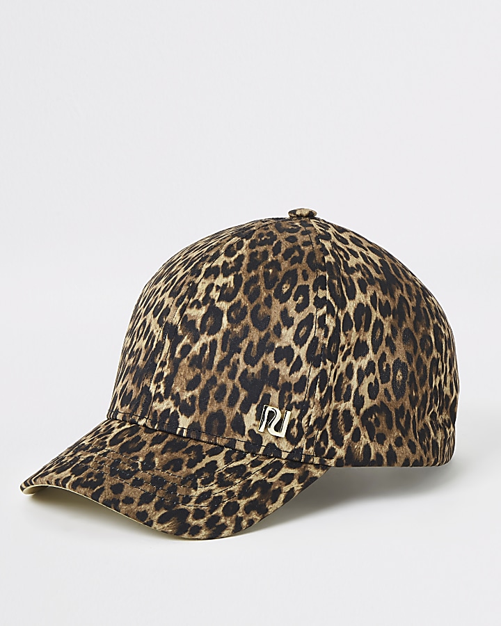 Girls brown leopard print cap