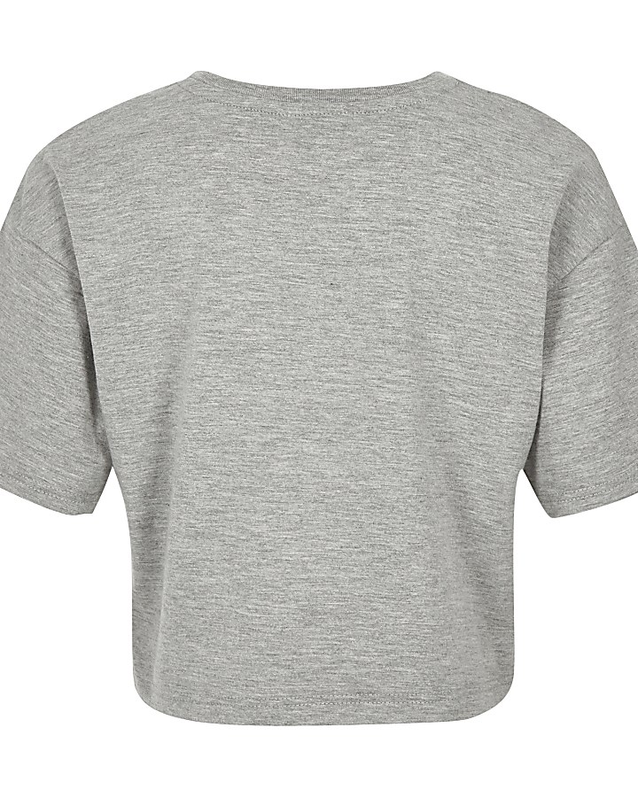 Girls grey circle embellished T-shirt