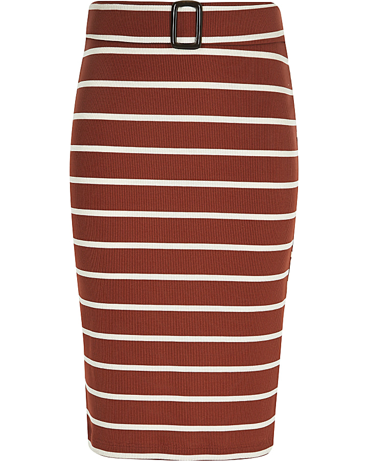Girls rust stripe tube skirt