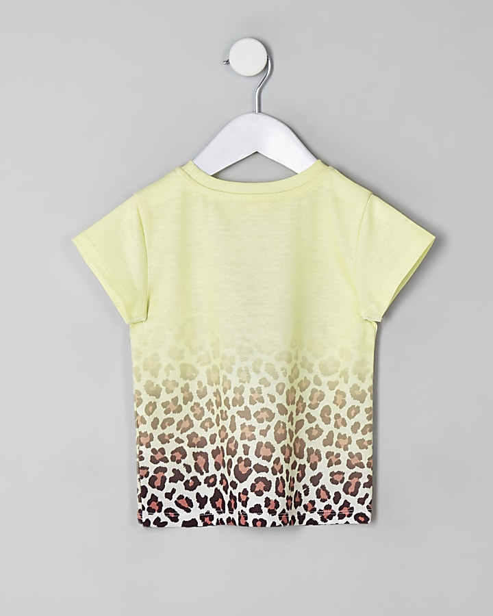 Mini girls white RI leopard print T-shirt