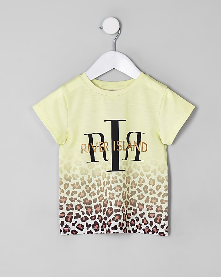 Mini girls white RI leopard print T-shirt