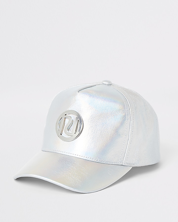 Girls silver holographic cap