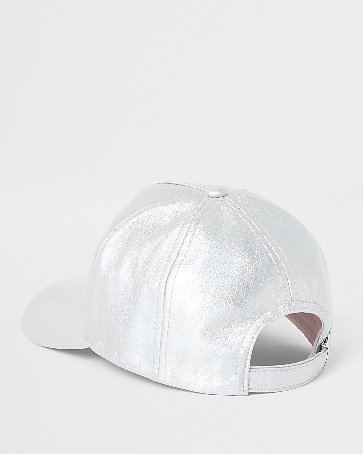 Girls silver holographic cap