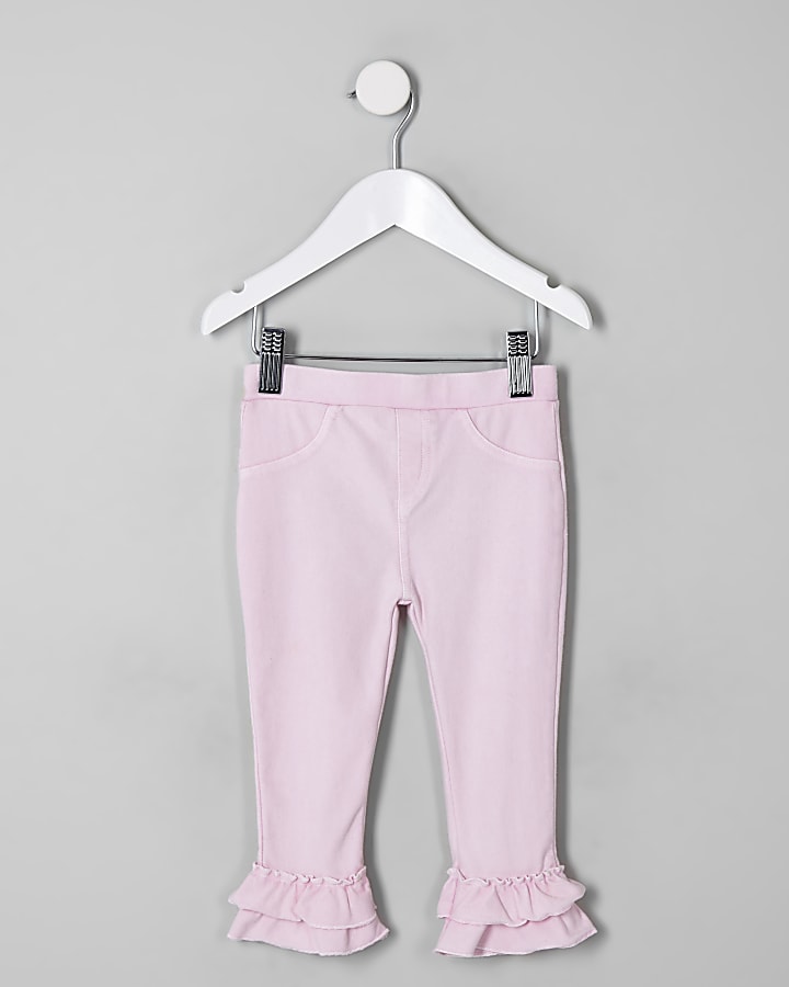 Mini girls pink fluted leggings