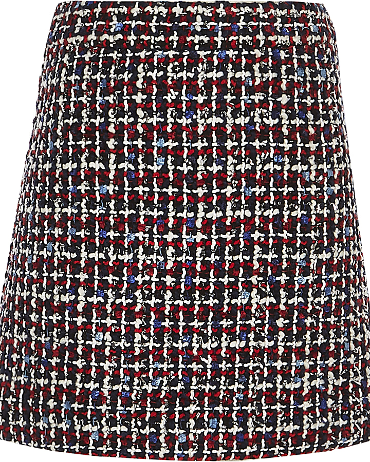 Girls red boucle A line skirt