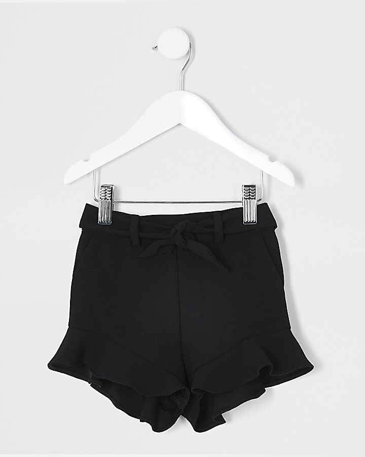 Mini girls black frill shorts
