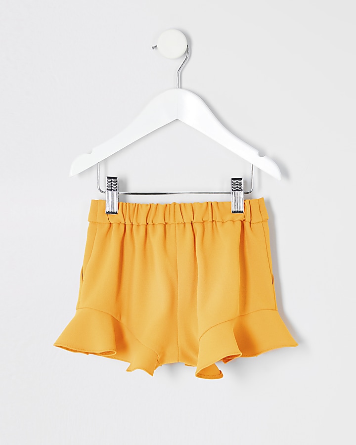 Mini girls yellow frill shorts