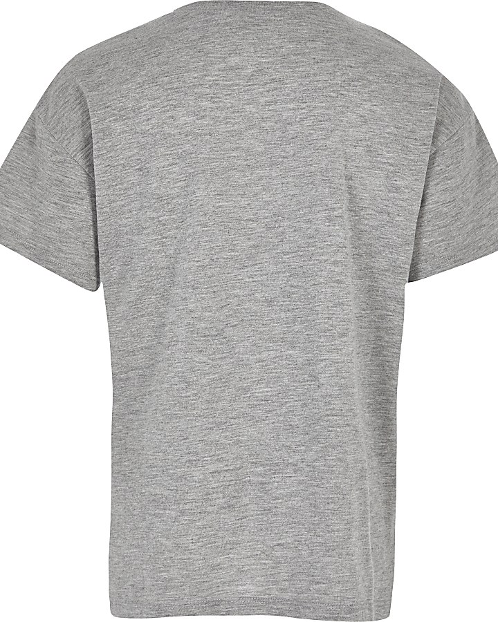 Girls grey embellished trim T-shirt