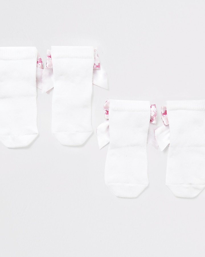 Mini girls white unicorn bow socks multipack