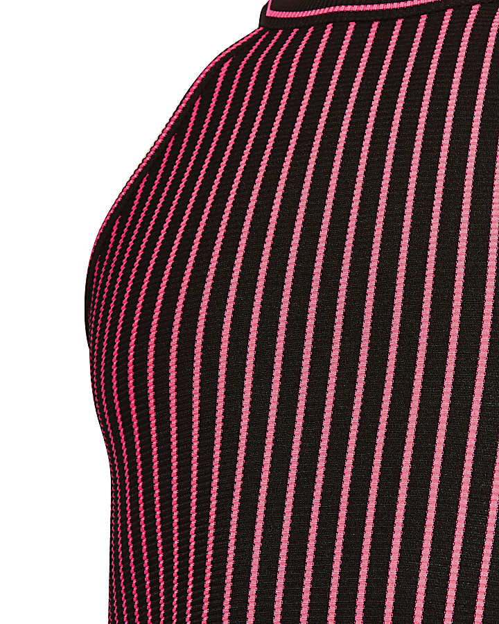 Girls pink stripe print crop top outfit