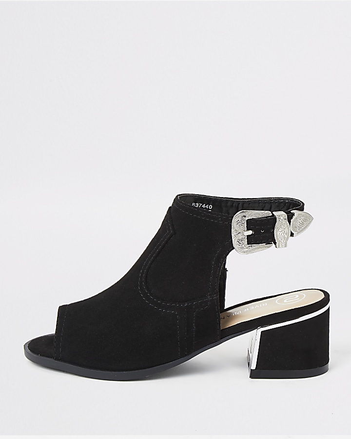 Girls black black buckle shoe boot