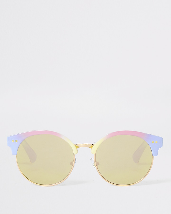 Girls pink rainbow mirror lens sunglasses