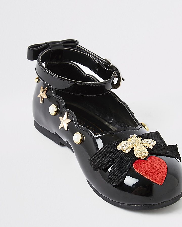 Mini girls black patent ballerina shoes