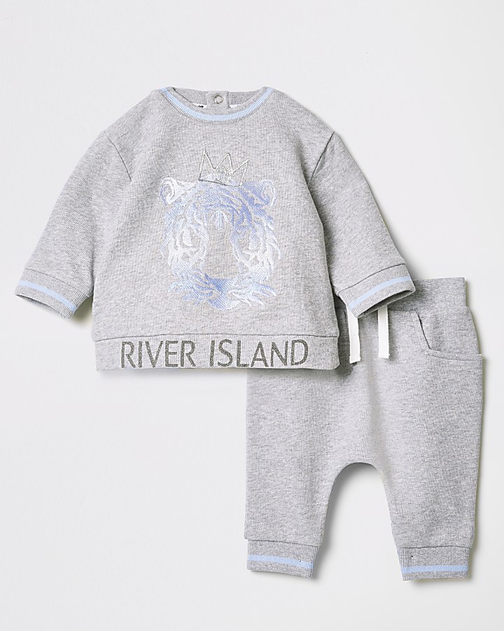 Baby grey tiger print jogger outfit