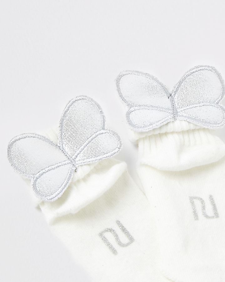 Baby cream bee wing socks