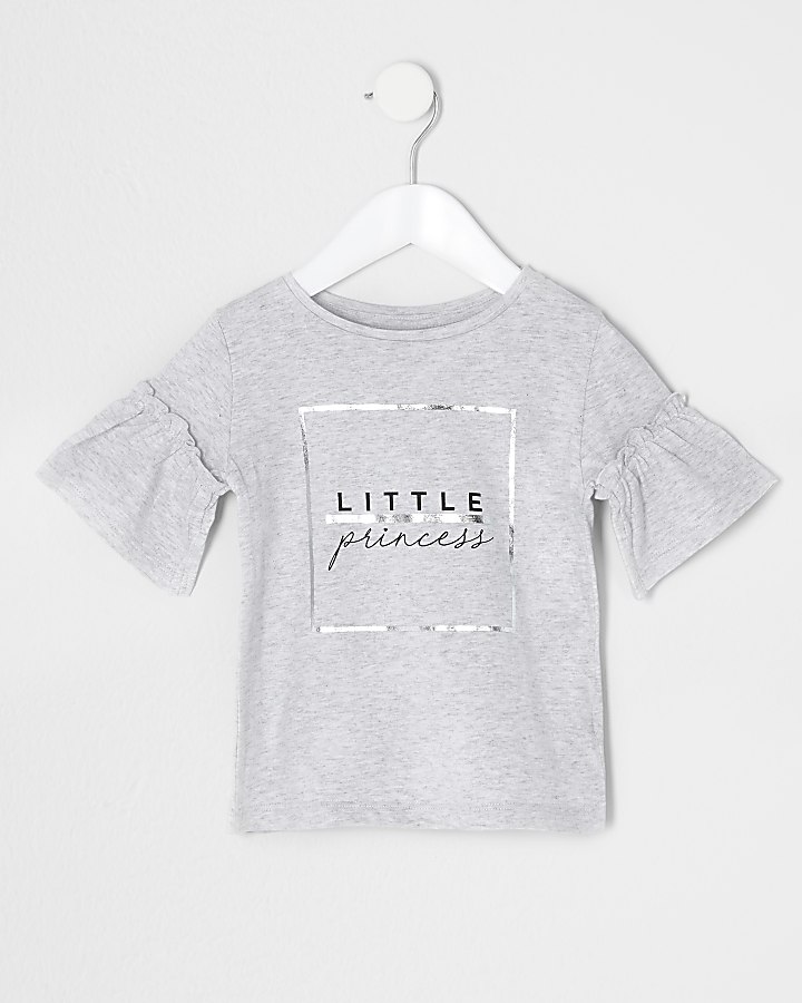 Mini girls grey 'Little princess' T-shirt