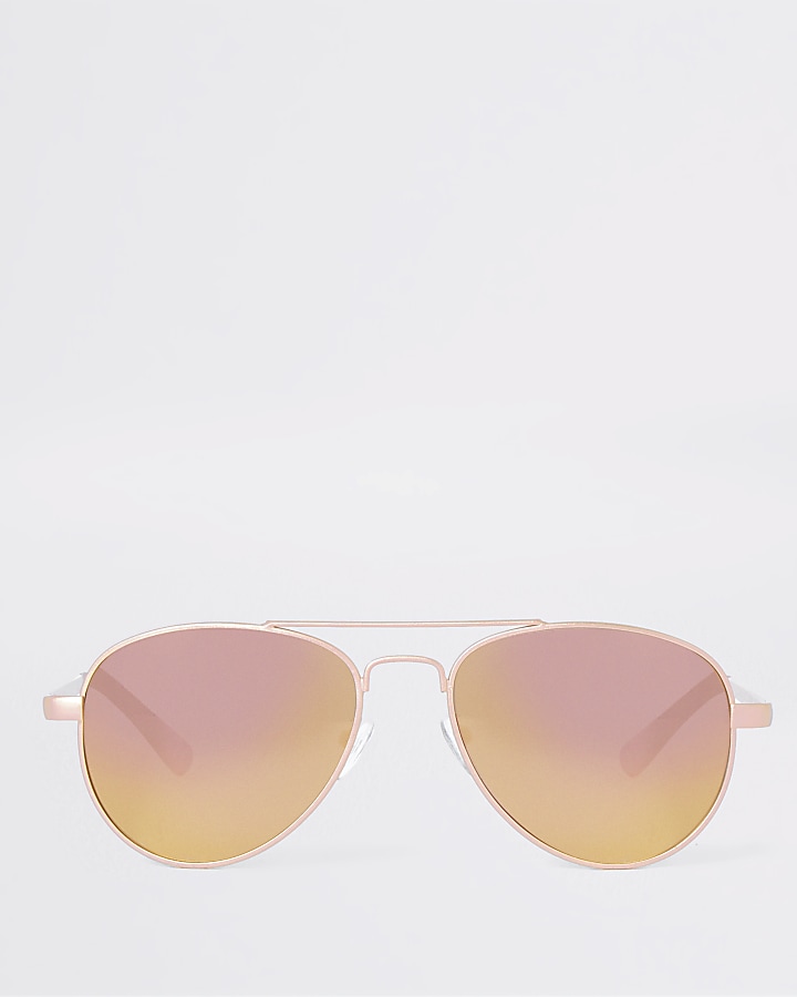Girls gold tone mirror len aviator sunglasses