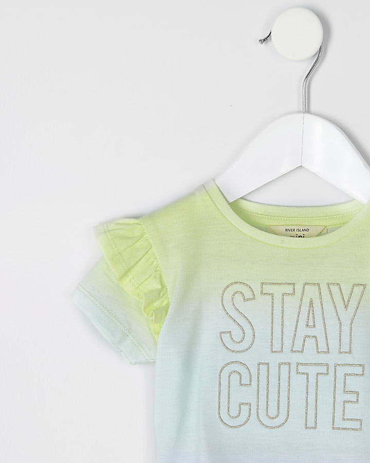 Mini girls pink multi 'Stay cute' T-shirt