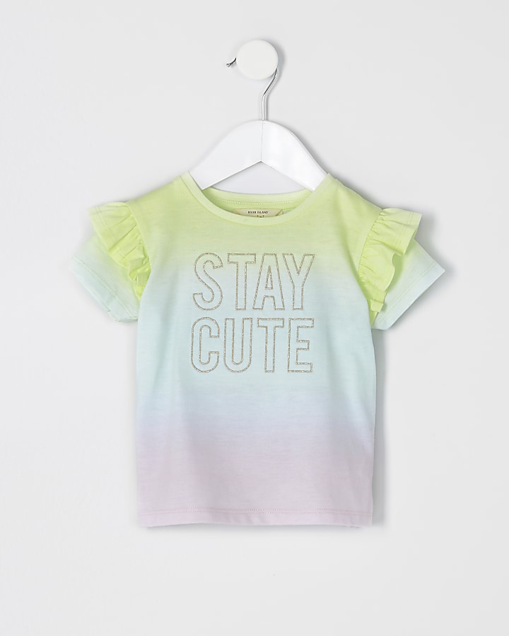 Mini girls pink multi 'Stay cute' T-shirt