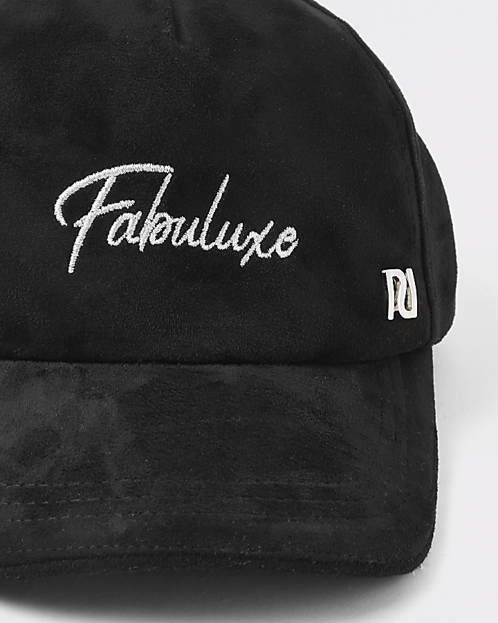 Girls black 'Fabuluxe' suede cap
